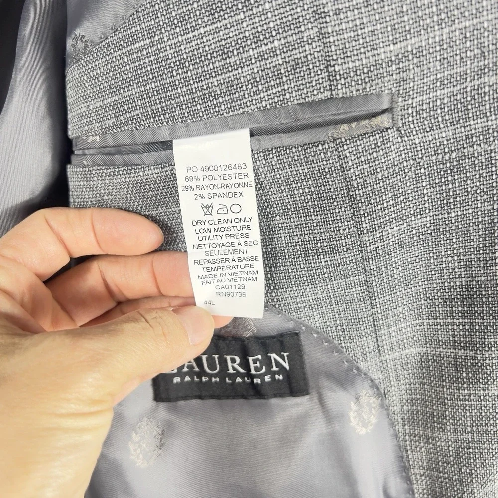 Lauren Ralph Lauren Mens Gray Textured Sport Coat Blazer 2 Button Classic